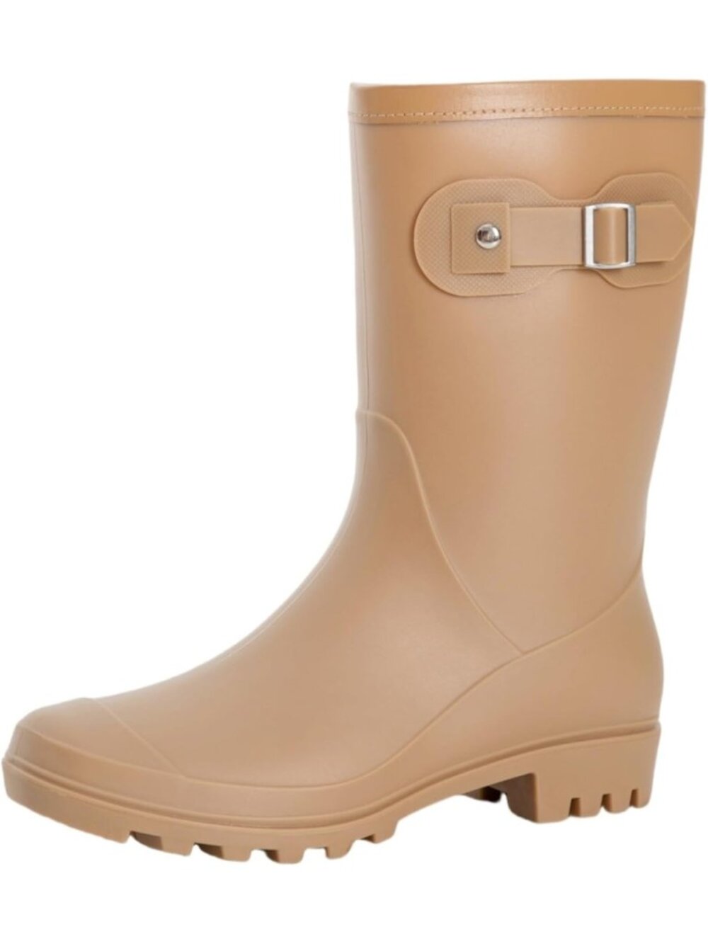 Women's Brown Mid Calf Rain Boots Waterproof Anti-slipping Rainboots Rain Shoes